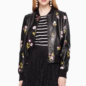 Kate Spade Leather Floral Bomber Jacket